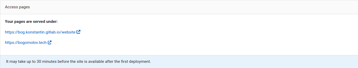GitLab Pages available urls